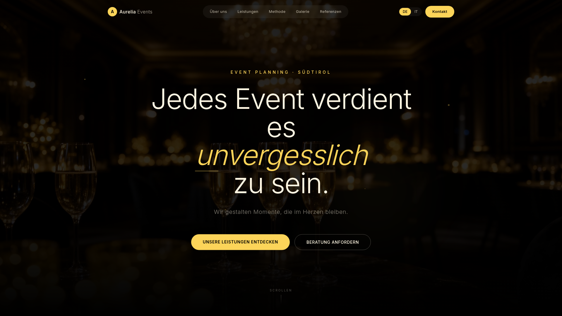 Sito web Aurelia Events realizzato da Team247 — organizzazione eventi e matrimoni