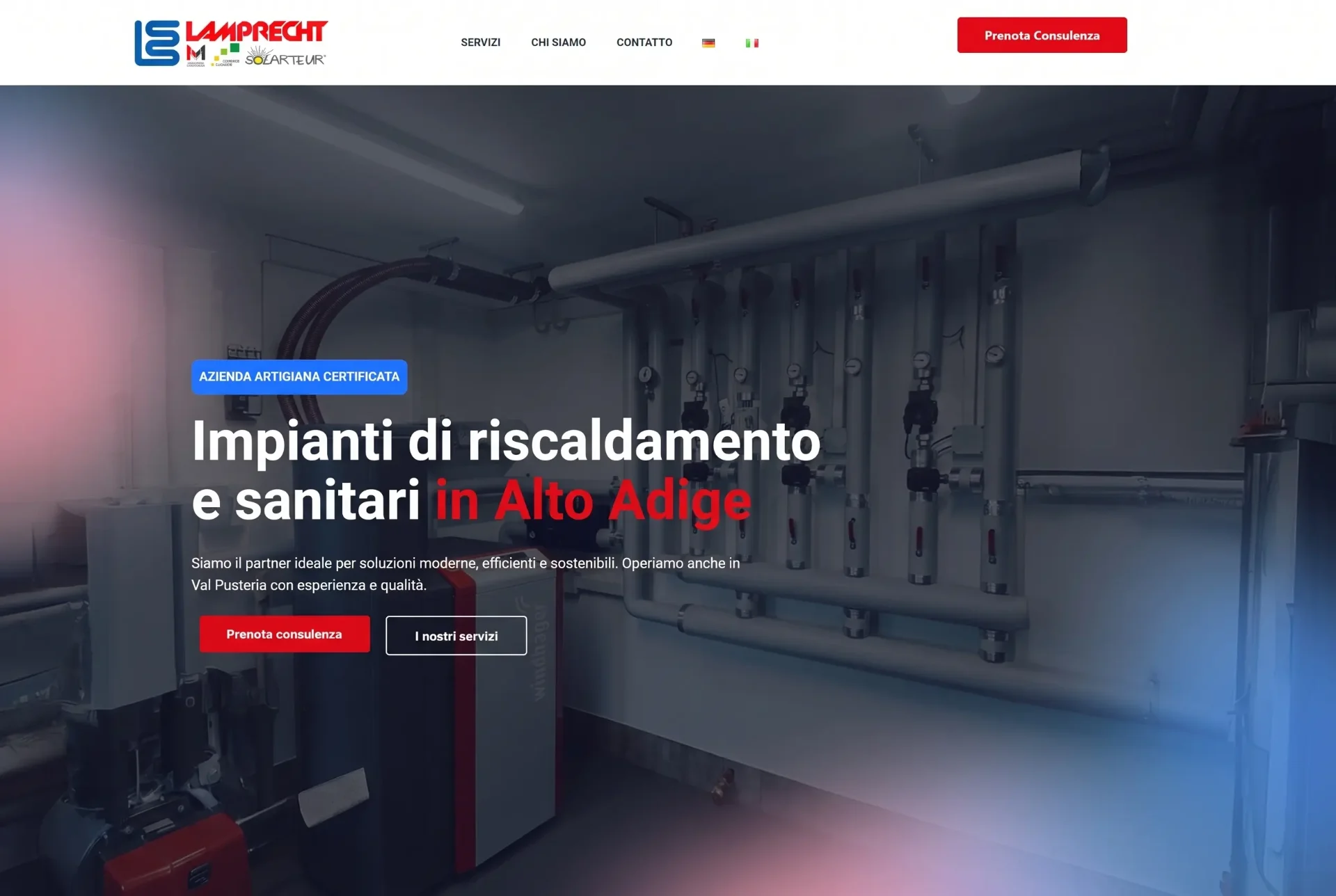 Sito web Lamprecht Idraulico realizzato da Team247 — servizi idraulici in Alto Adige